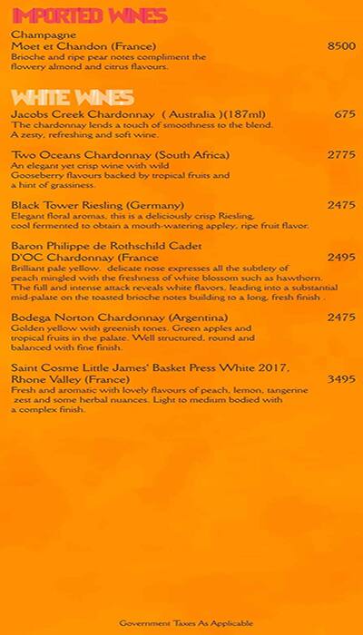 Sigree Global Grill menu