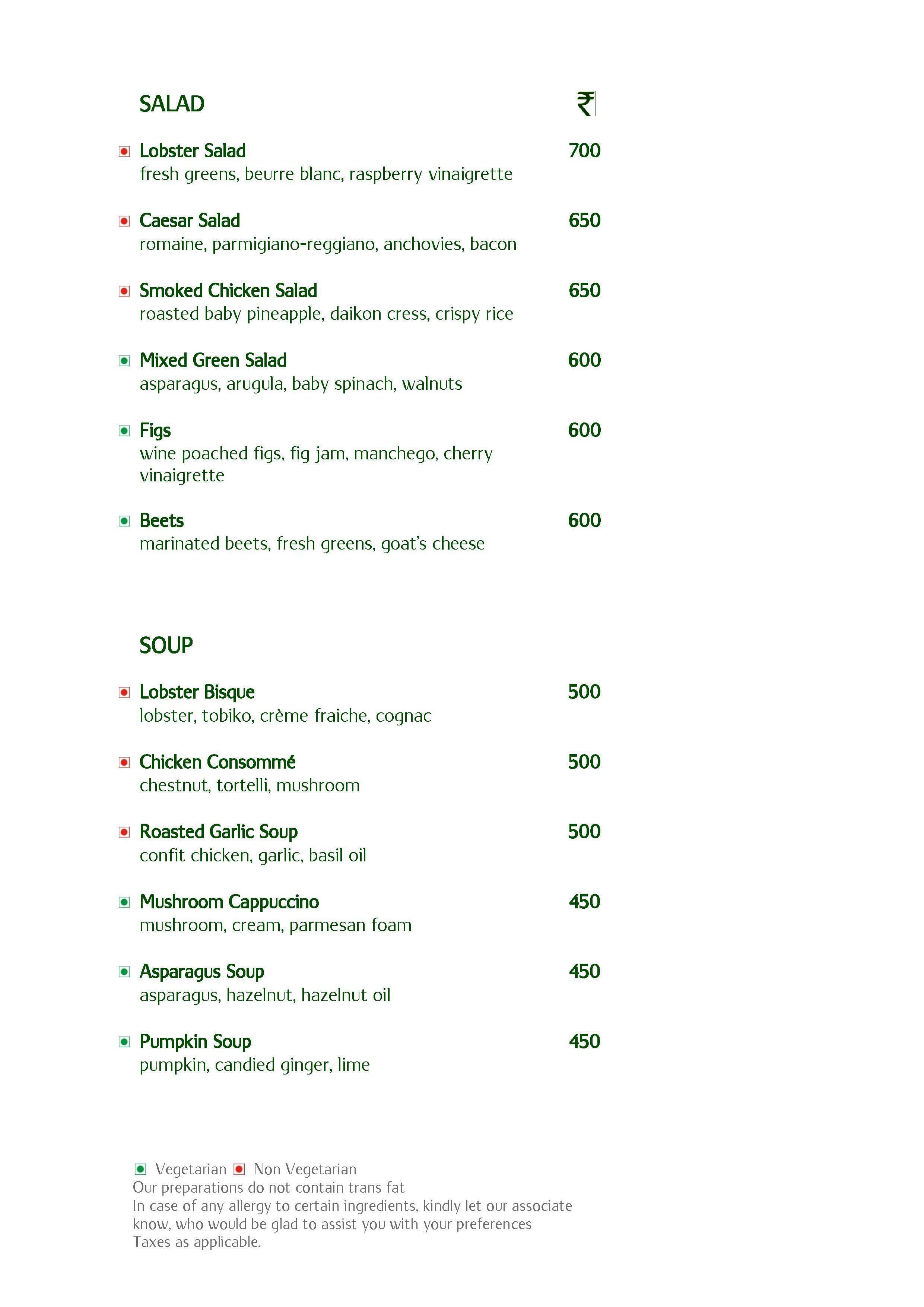 Graze Vivanta By Taj Menu, Menu for Graze Vivanta By Taj, MG Road