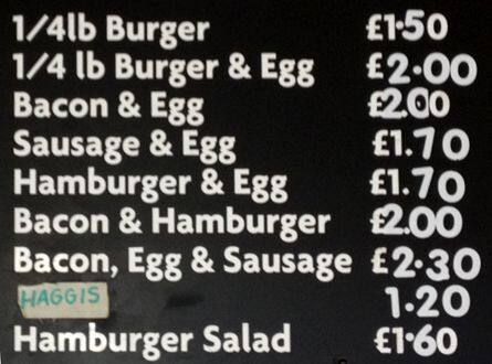Kimmy's menu