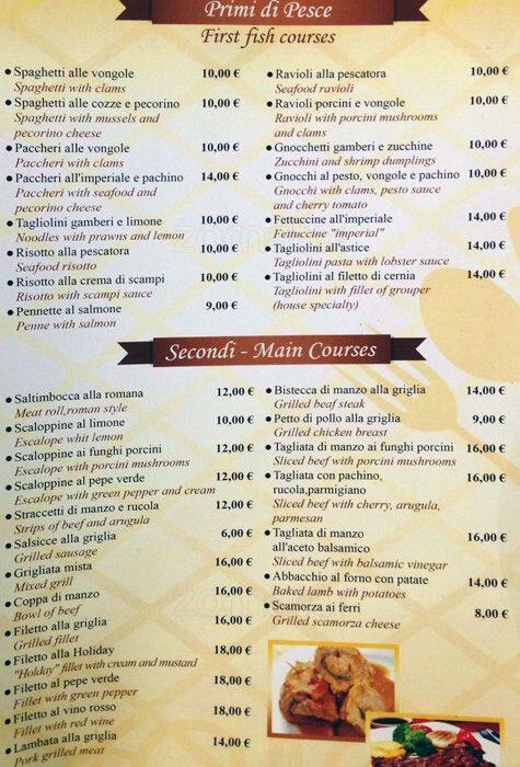 Menu di Holiday 