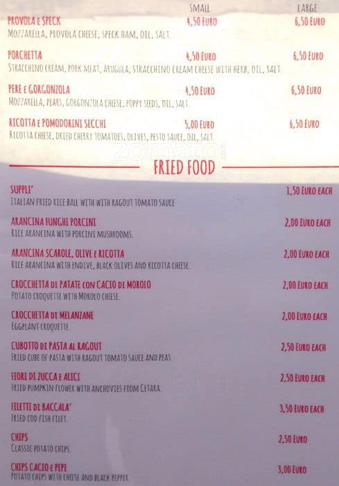 Menu di PINSERIA STREATART L'ARTE DEL CIBO DA STRADA 