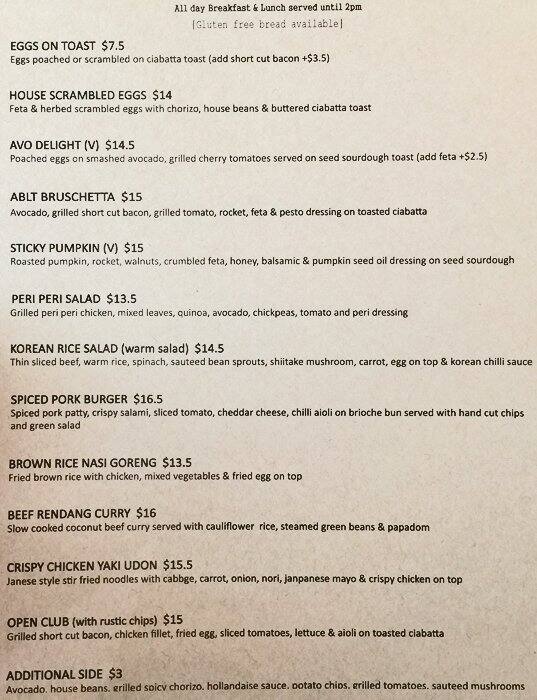 Meet and Greet Cafe Menu, Menu for Meet and Greet Cafe, West Perth