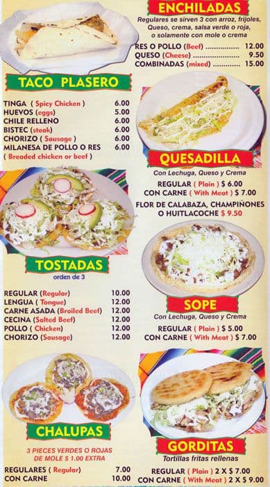 Menu At Tacos Tijuana, New York City, 5th Ave