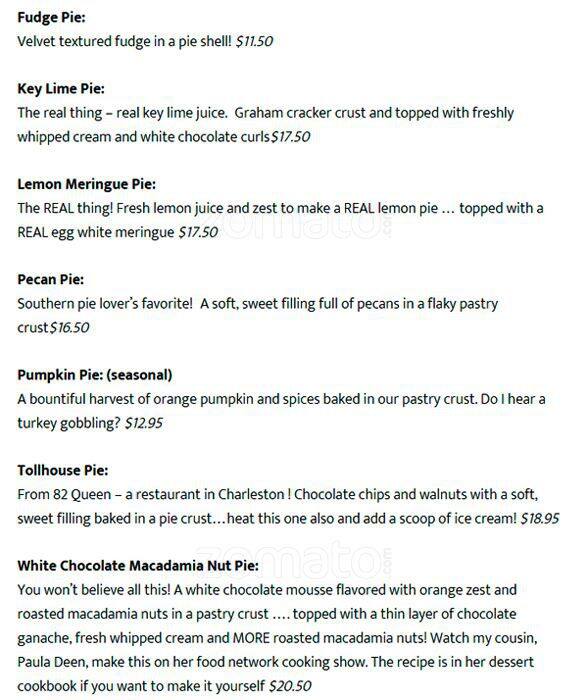 Menu at Gabriel's Desserts, Marietta, 800 Whitlock Ave NW