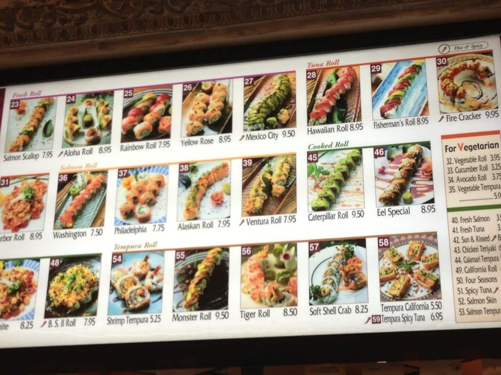 Menu at Fisherman's Sushi restaurant, Oxnard, Harbor Blvd b12