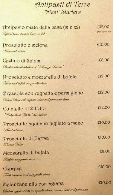 Menu Di Natale Abruzzese.Ambasciata D Abruzzo A Roma Foto Del Menu Con Prezzi