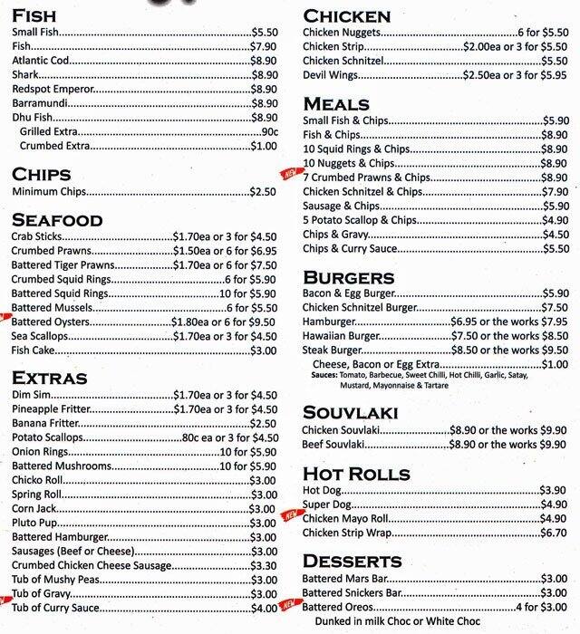 Ferraro's Fish and Chips Menu Urbanspoon/Zomato