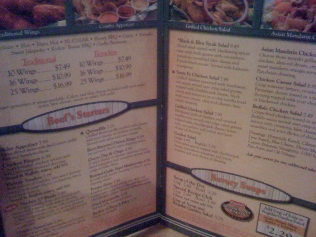 Beef O'Brady's Menu, Menu for Beef O'Brady's, Crestview, Destin