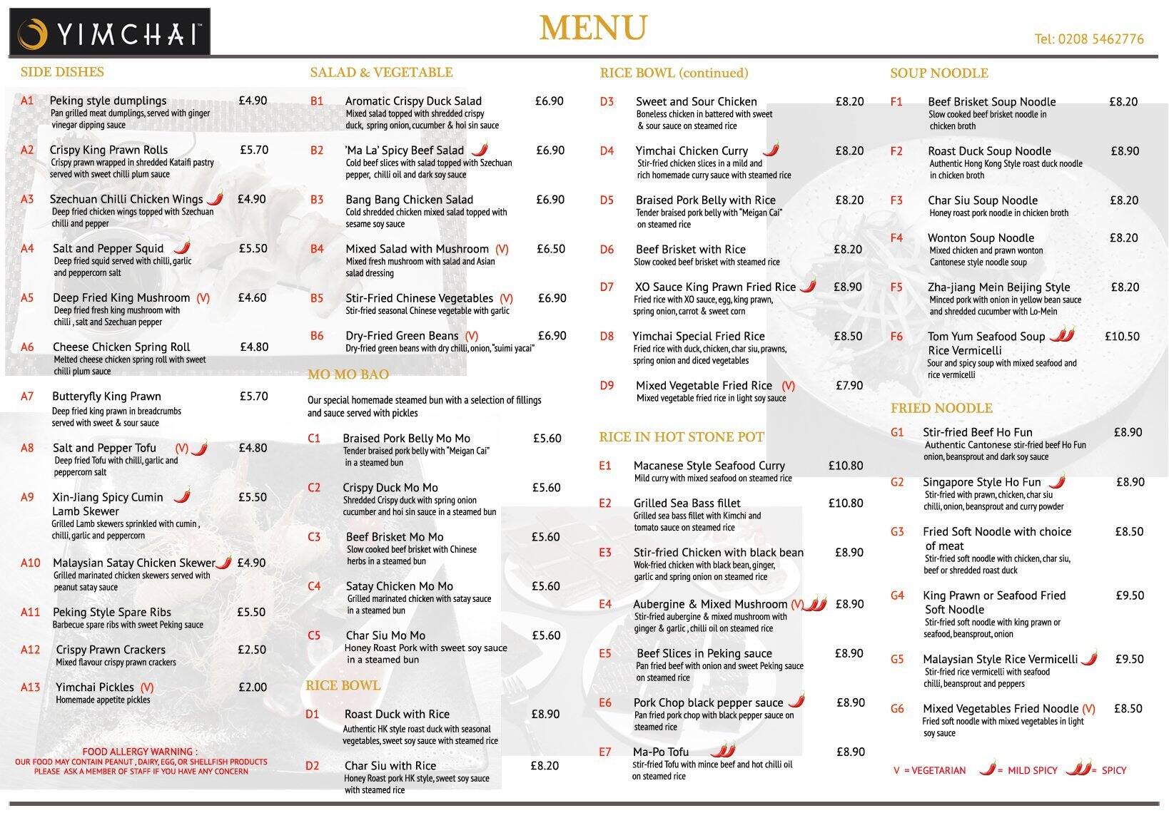 Yimchai Menu, Menu for Yimchai, Kingston Upon Thames, London Zomato UK