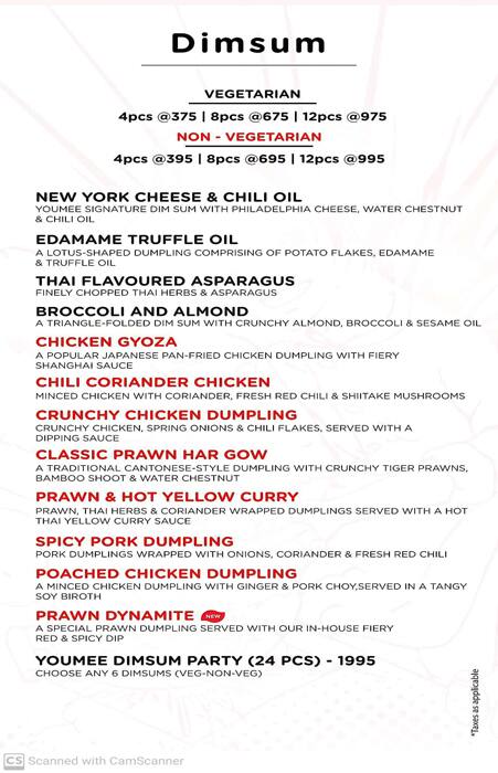You Mee menu