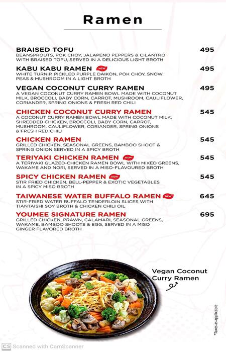 You Mee menu