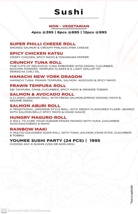 You Mee menu