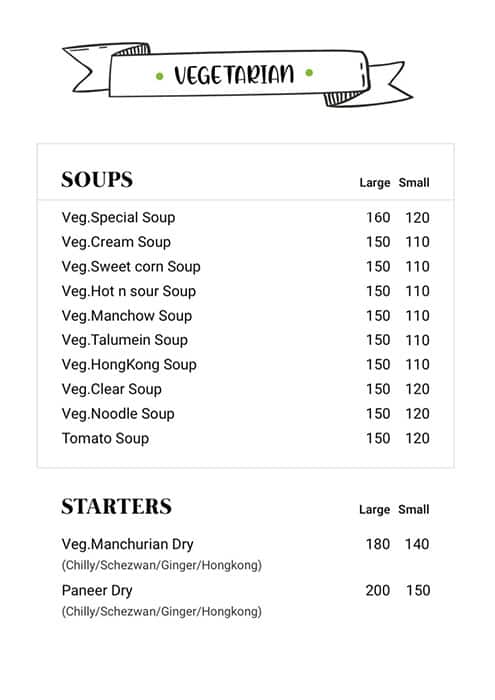 Paul Chinese menu