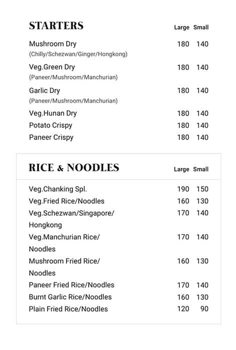 Paul Chinese menu