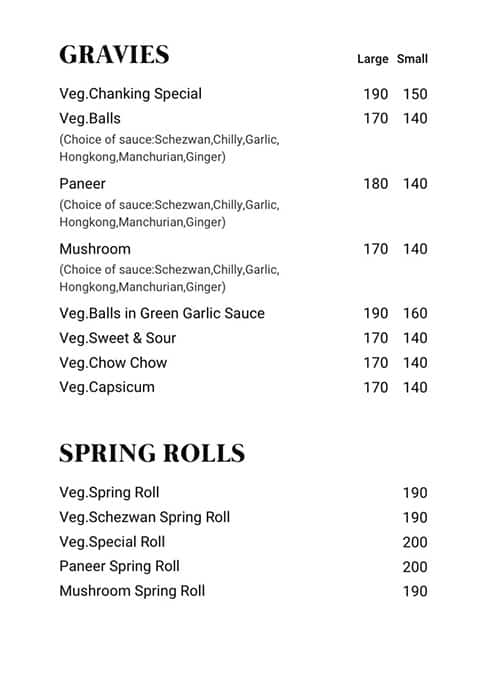Paul Chinese menu
