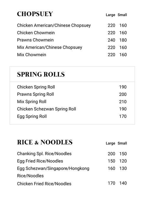 Paul Chinese menu