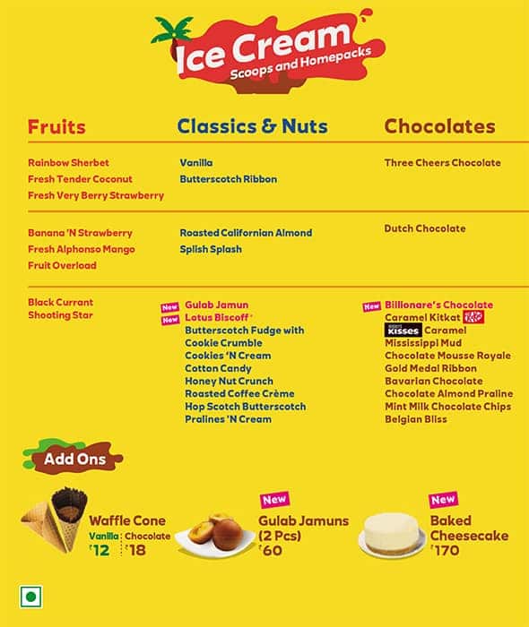 Baskin Robbins - Ice Cream Desserts menu