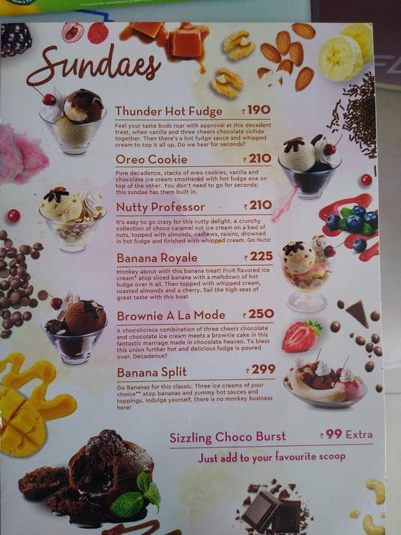 Baskin Robbins Menu Menu For Baskin Robbins Indiranagar Bangalore