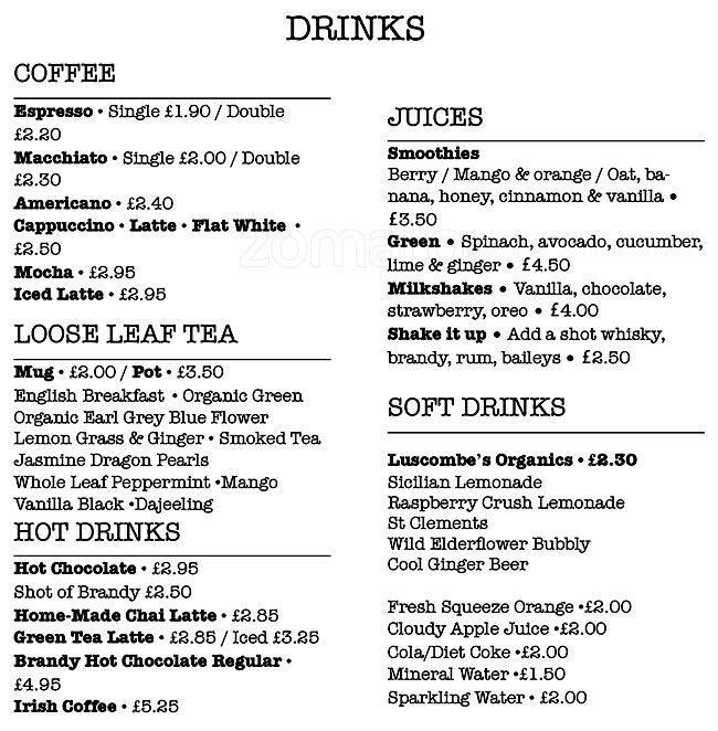 Stamford Larder Menu, Menu for Stamford Larder, Hammersmith, London