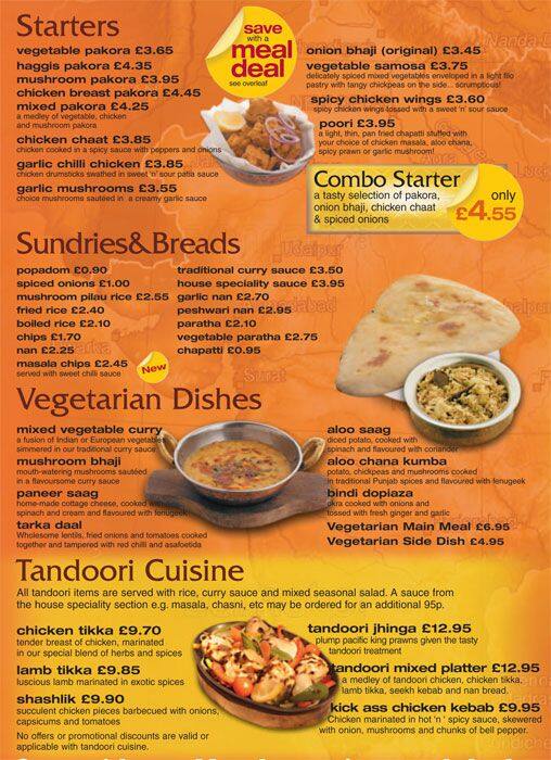 Menu at Ashoka Southside fast food, Glasgow
