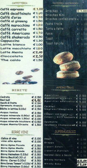 Menu di Bar Tabacchi Girasole - GLO PARTNER 