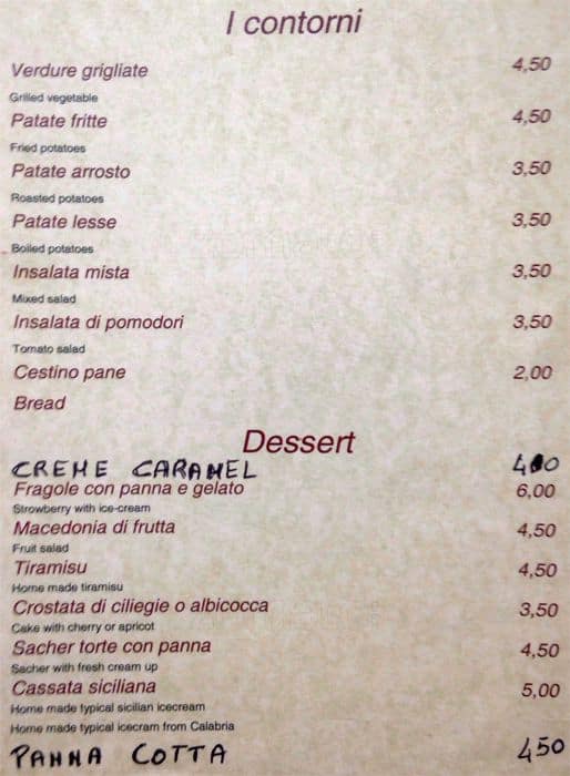Menu di Ornelli Ristorante Caffè 