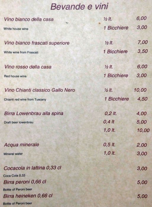Menu di Ornelli Ristorante Caffè 