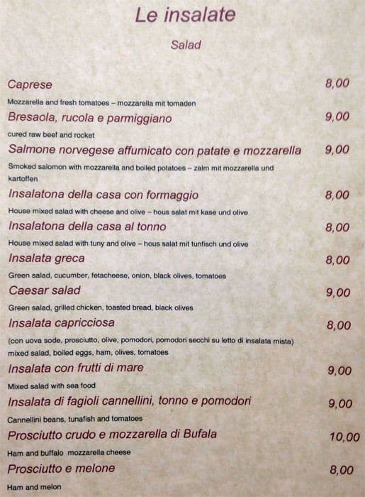 Menu di Ornelli Ristorante Caffè 