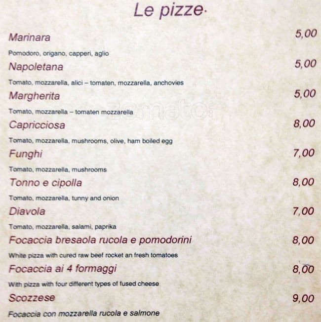 Menu di Ornelli Ristorante Caffè 