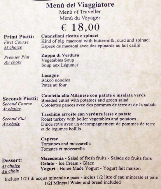 Menu di Ornelli Ristorante Caffè 