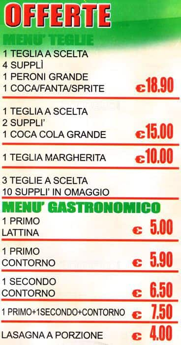 Menu di Pizza Paradiso 