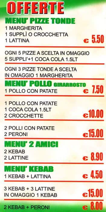 Menu di Pizza Paradiso 