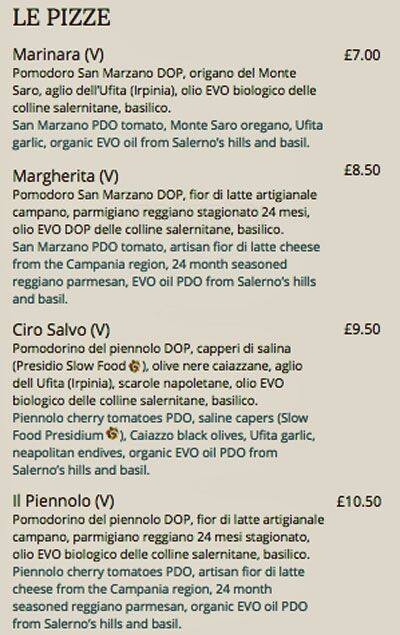 Bellillo menu