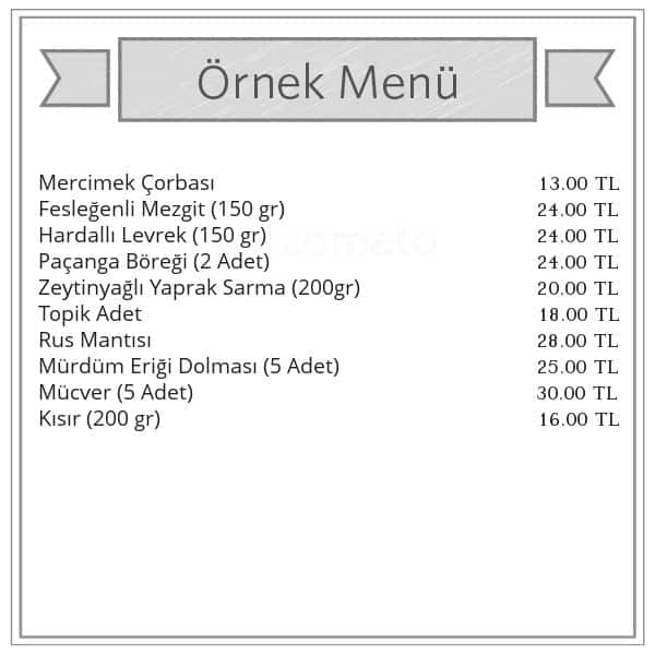 Menu at Katina Meze, Istanbul