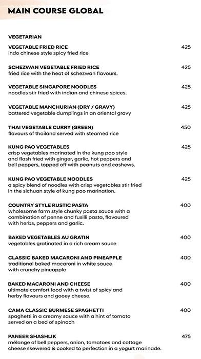 La Vista menu