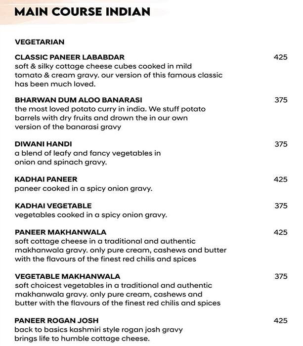 La Vista menu