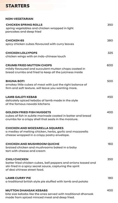 La Vista menu