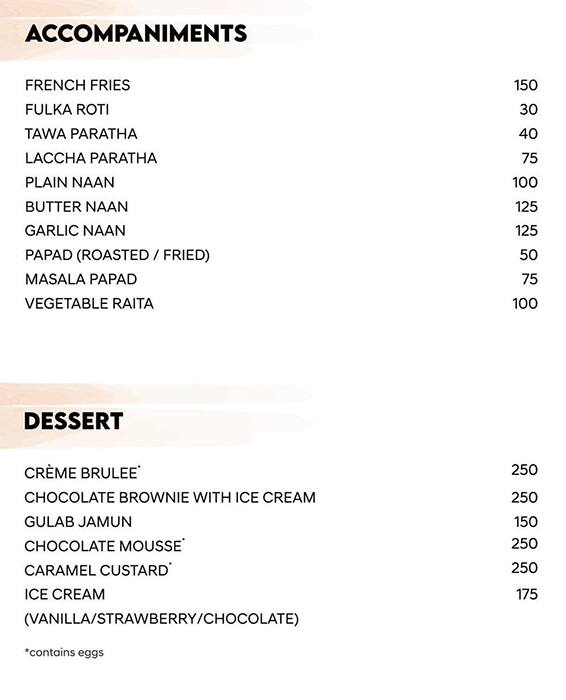 La Vista menu