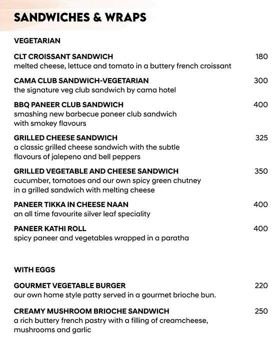 La Vista menu