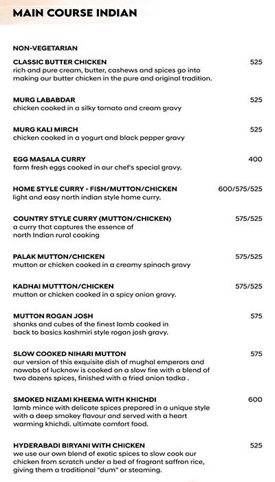 La Vista menu