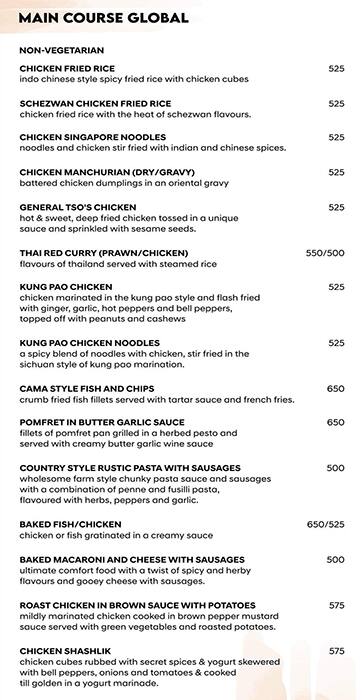 La Vista menu