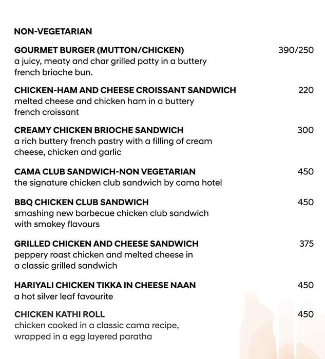 La Vista menu