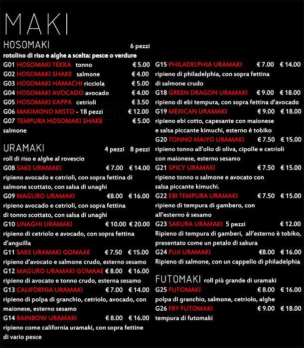 Menu di Sakura Sushi 