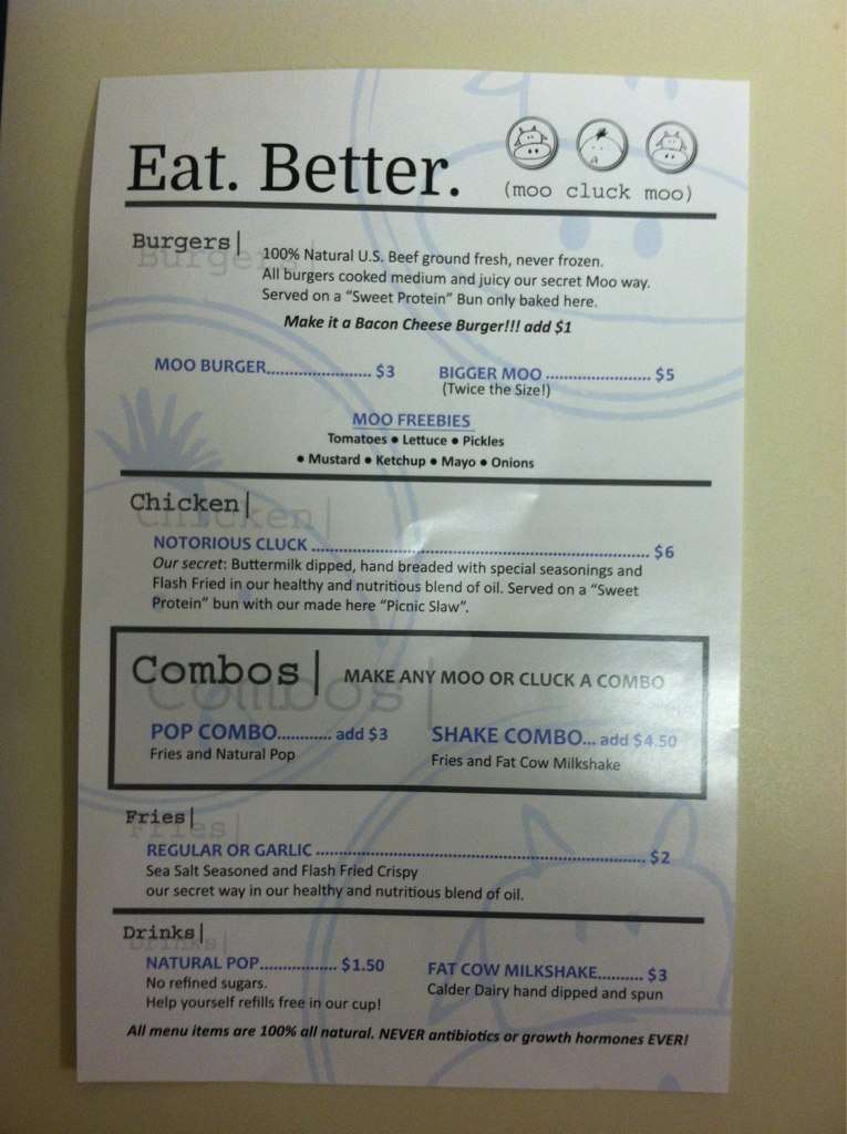 Moo Cluck Moo Menu, Menu for Moo Cluck Moo, Dearborn Heights, Detroit