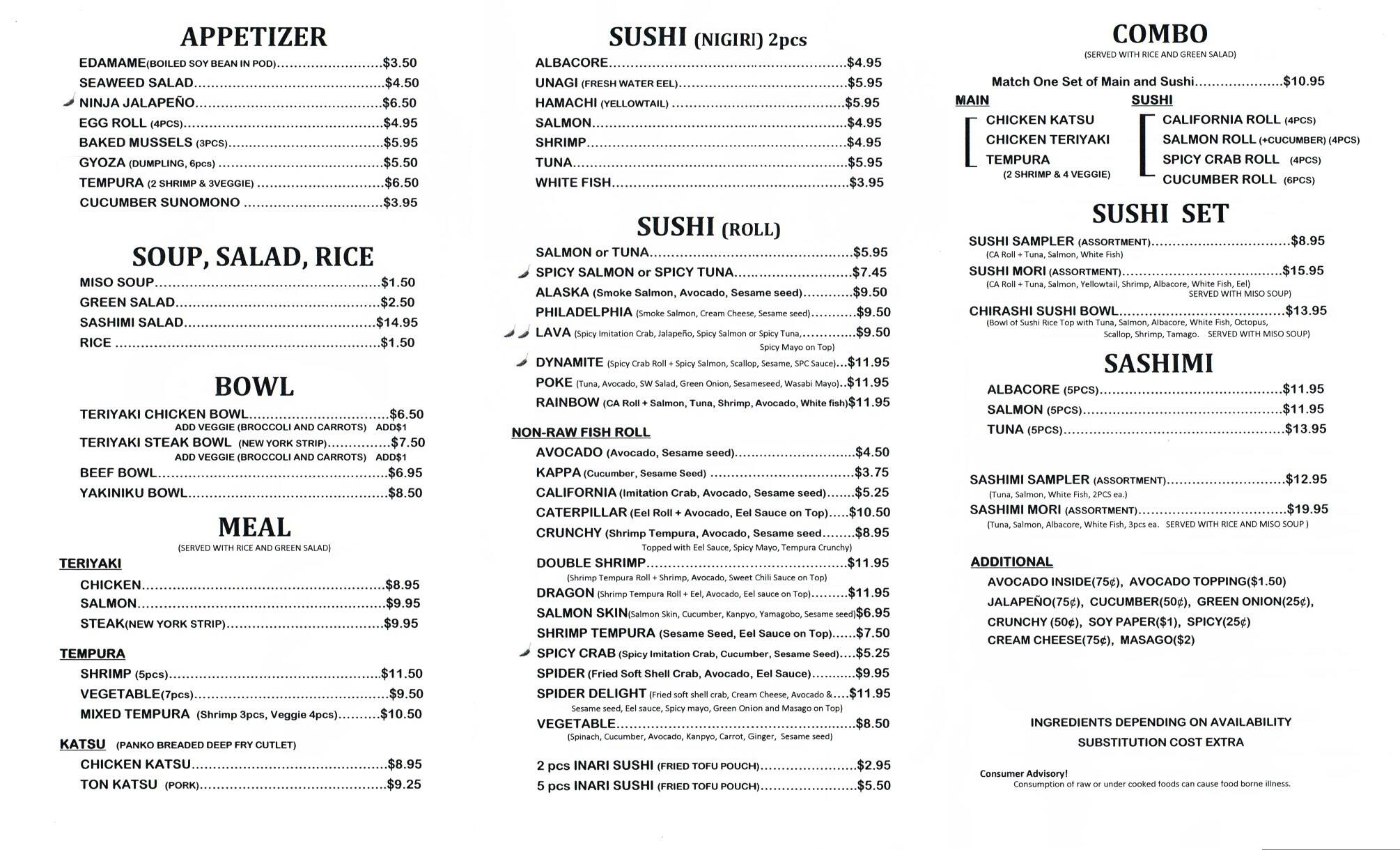 Sushi J Express Menu, Menu for Sushi J Express, Prescott Valley