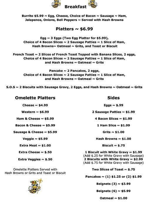Menu at Cajun Catfish Buffet steakhouse, Ville Platte