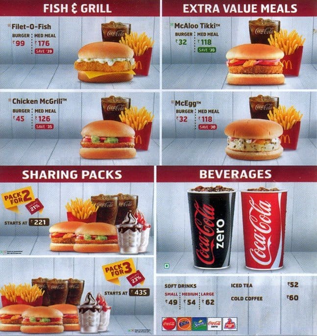 Mcdonald S Menu Menu For Mcdonald S Ks Rao Nagar Mangalore