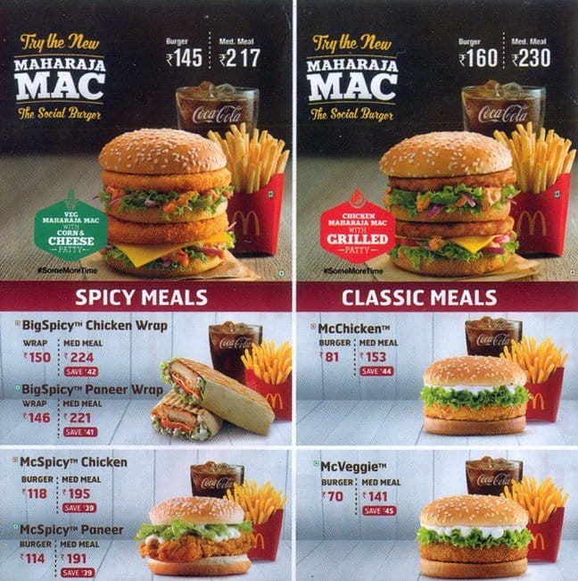 Mcdonald S Menu Menu For Mcdonald S Ks Rao Nagar Mangalore