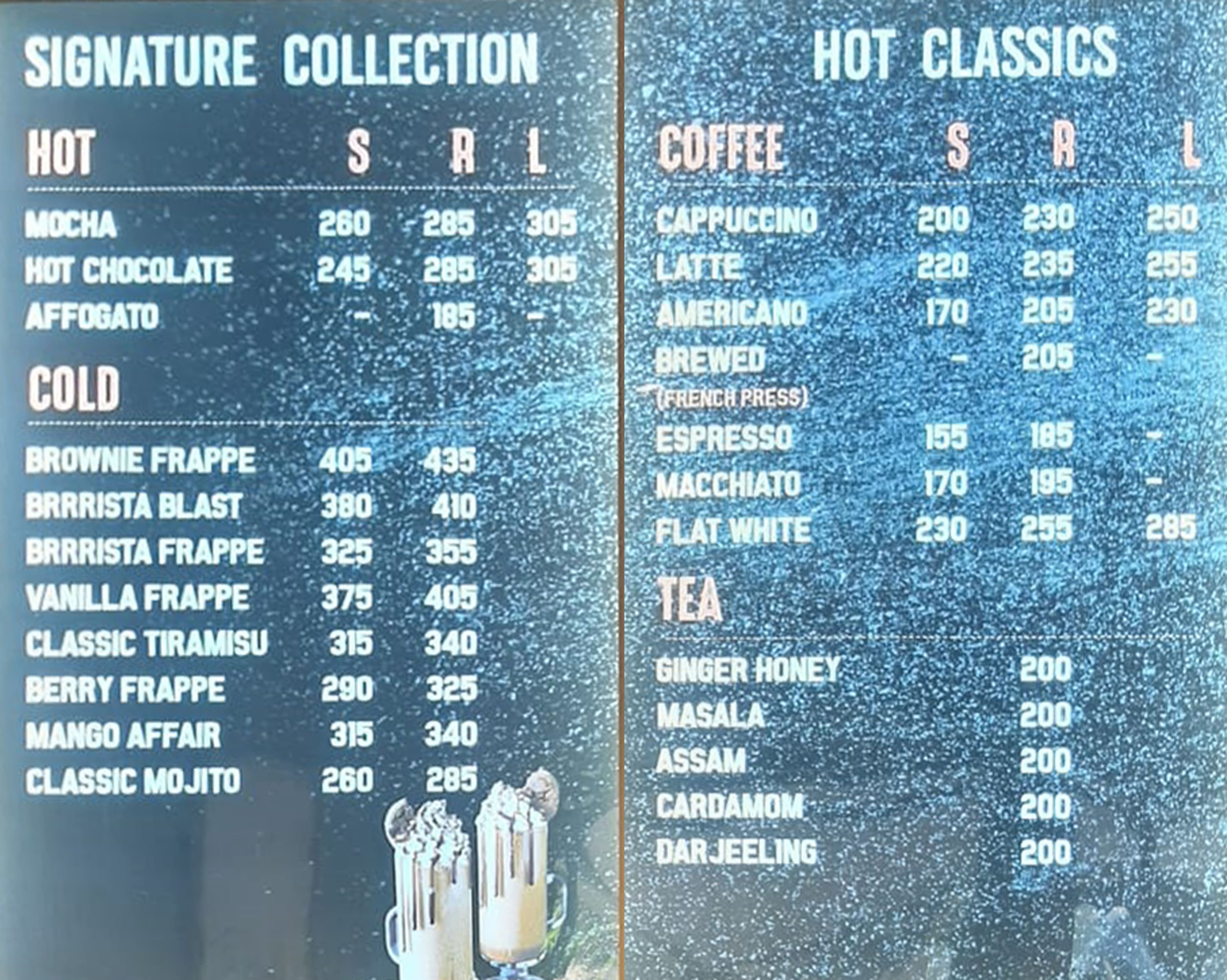 Barista menu
