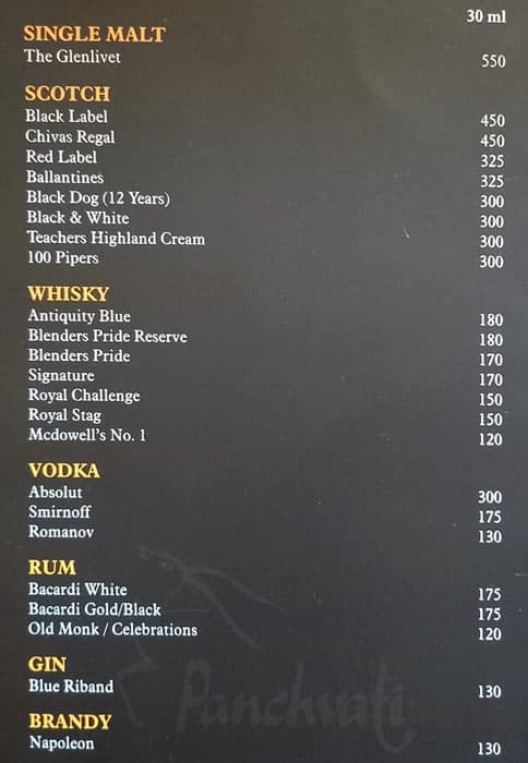 The Terrace Bistro menu